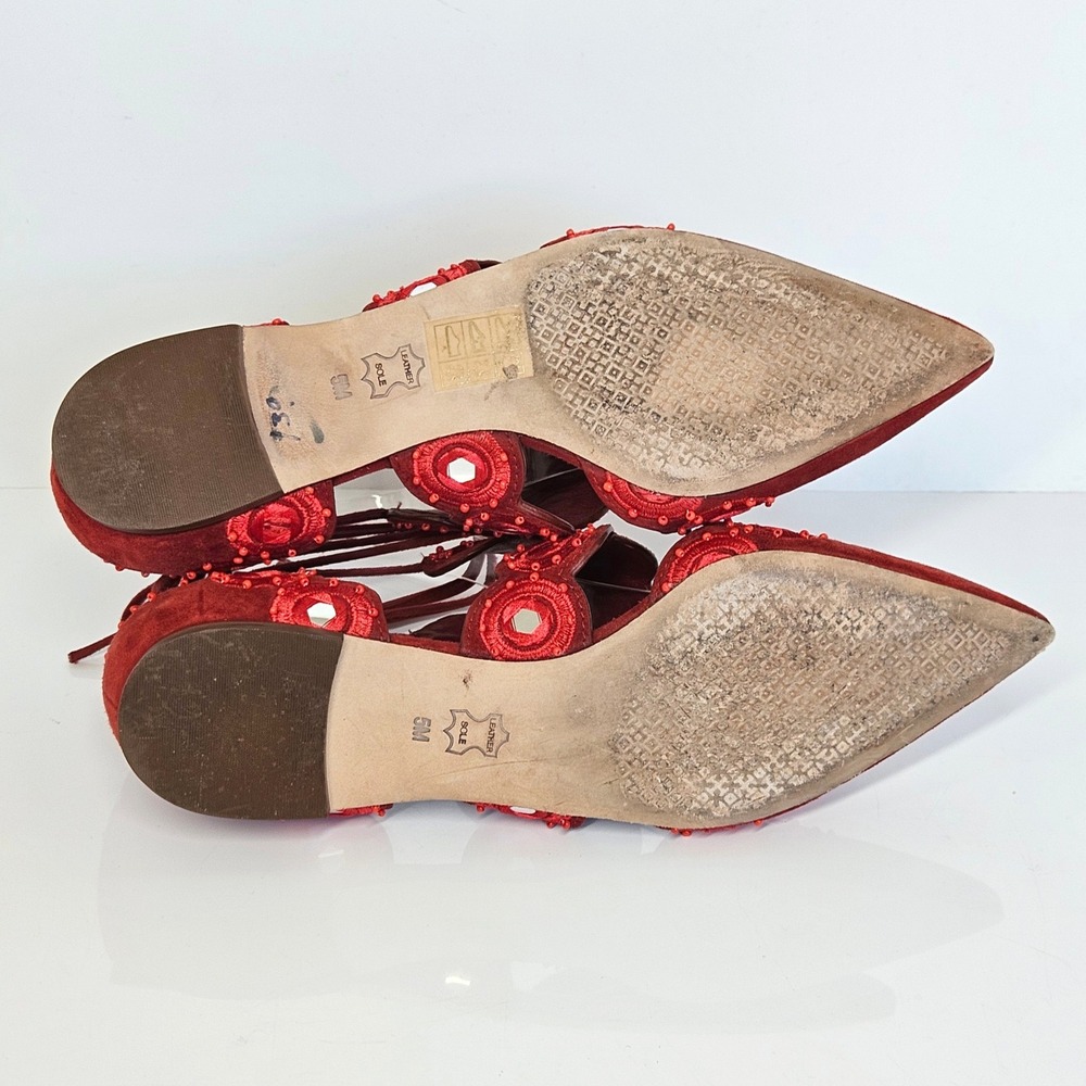 Tory Burch Yasmin D'Orsay Red‎ Suede Flat Size 5 - Picture 9 of 14